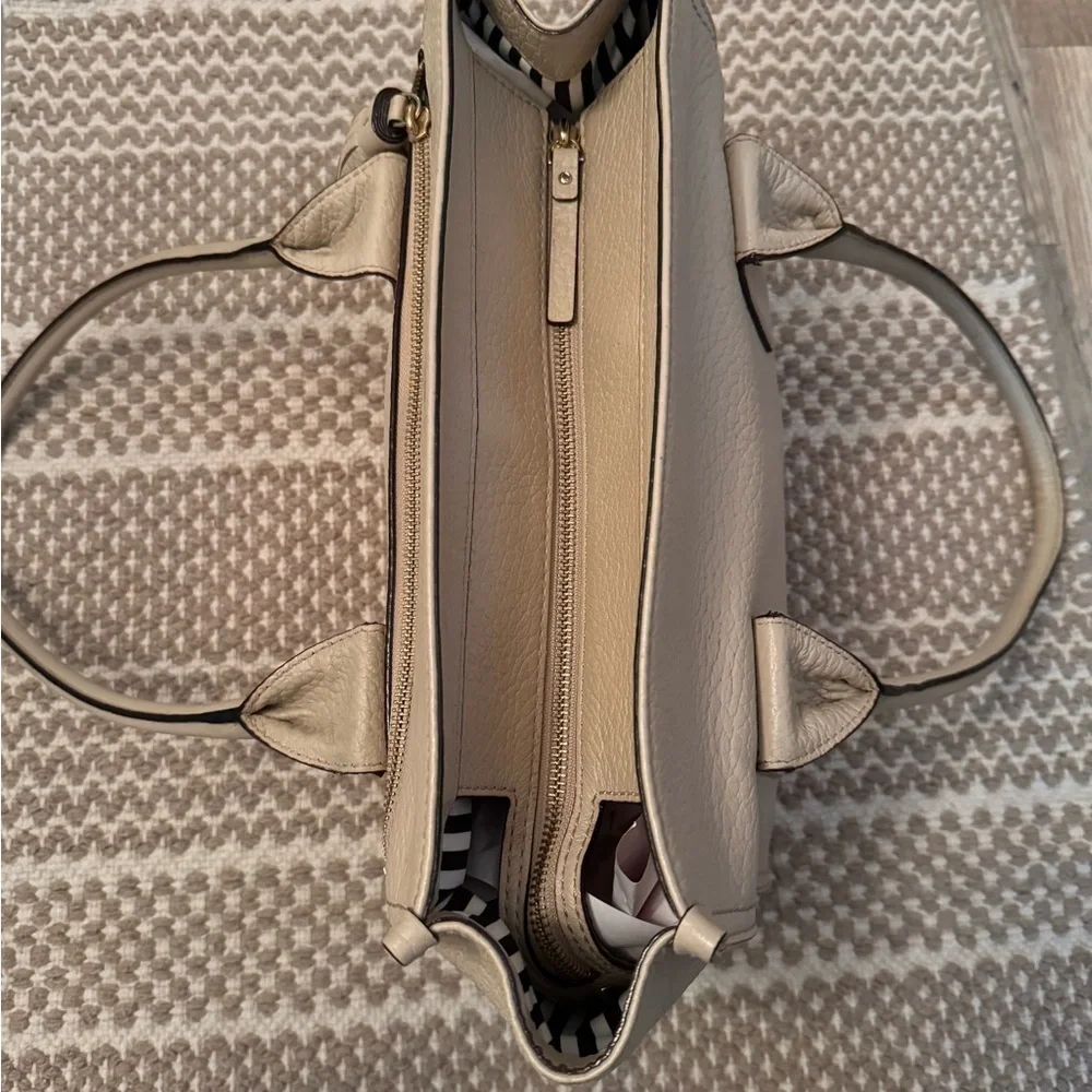 Kate Spade beige nude cream Leather Southport Avenue Lydia Satchel Purse Bag - Picture 6 of 16